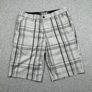 Vurt Skateboarding Shorts‎ Men's 32x10 Gray Chino Striped Plaid Cotton Blend
